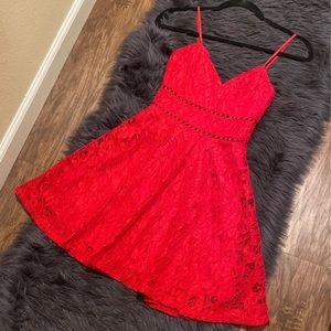 Red lace dress